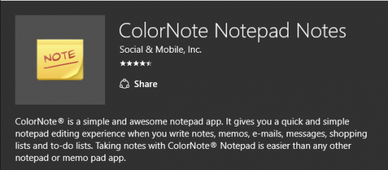 ColorNote for Windows 10