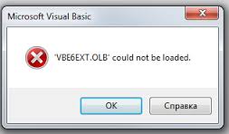 VBE6EXT.OLB could not be loaded