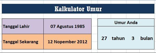 Menghitung Umur dengan Excel