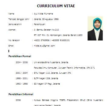 Panduan Membuat Curriculum Vitae ~ kantorkita.net