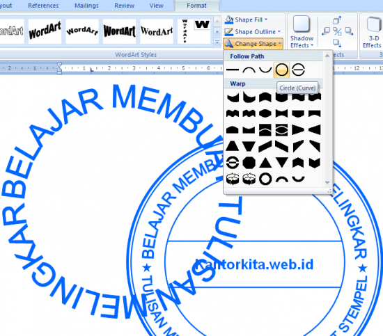 Membuat Stempel Melingkar dengan Ms Word Mudah 